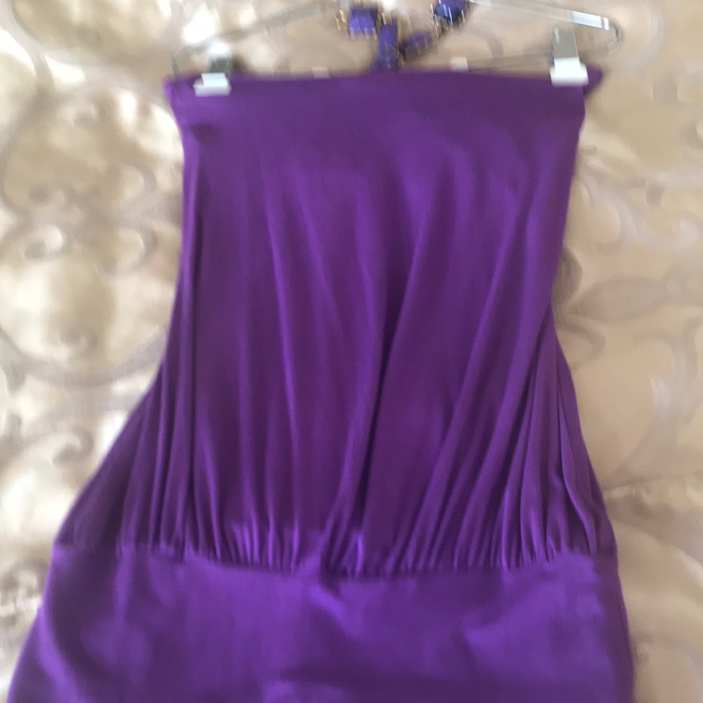 Sky Purple Strapless Mini Dress with Decorative Accent - Picture 4 of 4